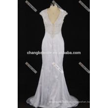 Sexy Deep Neck Brautkleid sehen durch zurück Spitze Brautkleider